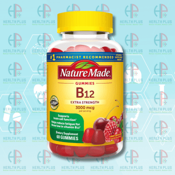 Nature Made Extra Strength Vitamin B12 Gummies, 3000 mcg per serving, B12 Vitamin Supplement for Energy Metabolism Support, 60 Gummy Vitamins